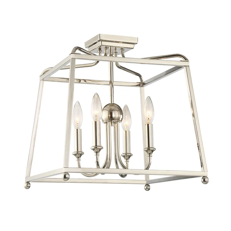 Libby Langdon Sylvan 16'' Polished Nickel Semi Flush Mount Silver 16"W x 15.5"H x 16"D