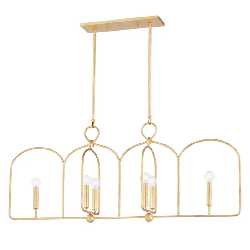 Mallory 6-Light Linear in Gold Leaf 45.25L x 10W x 14.5H