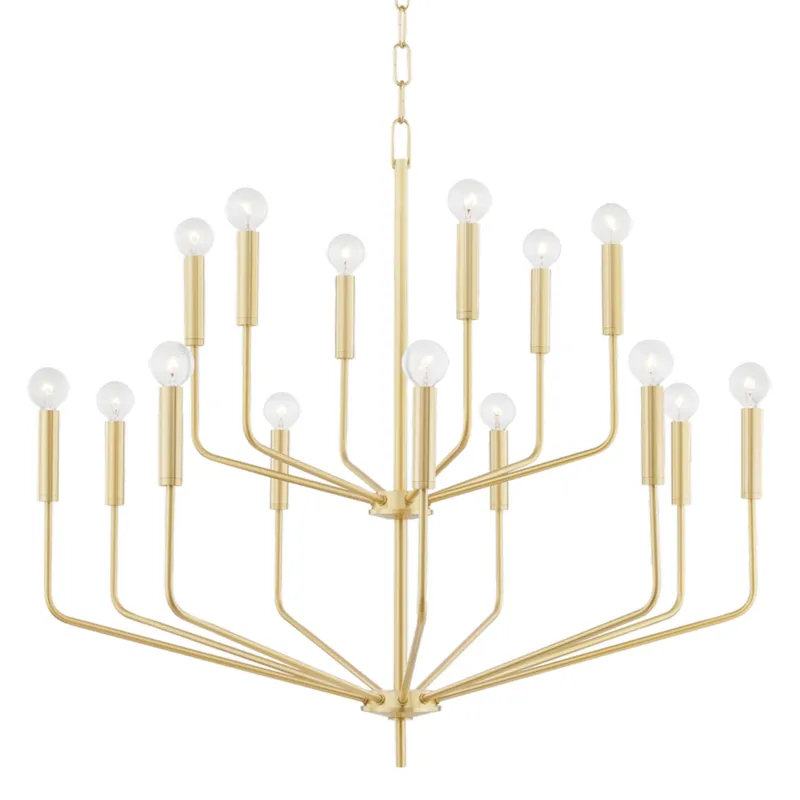 Bailey 15-Light Chandelier in Aged Brass 36W x 31H (H516815-AGB)