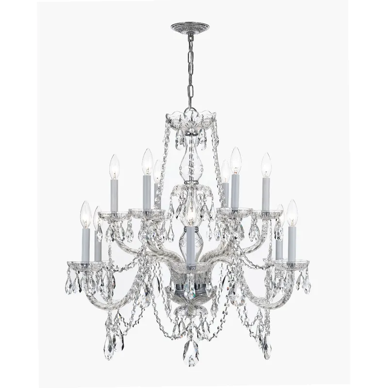 Traditional Crystal 31'' Hand Cut Crystal Polished Chrome Chandelier Silver 31"W x 26"H x 31"D