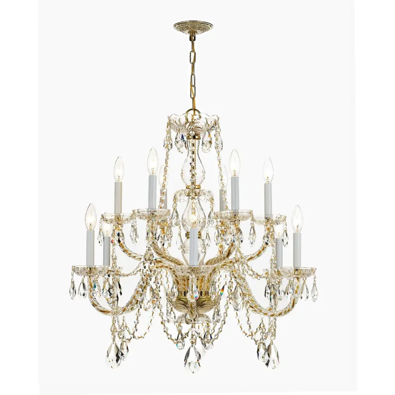 Traditional Crystal 31'' Hand Cut Crystal Polished Brass Chandelier Gold 31"W x 26"H x 31"D