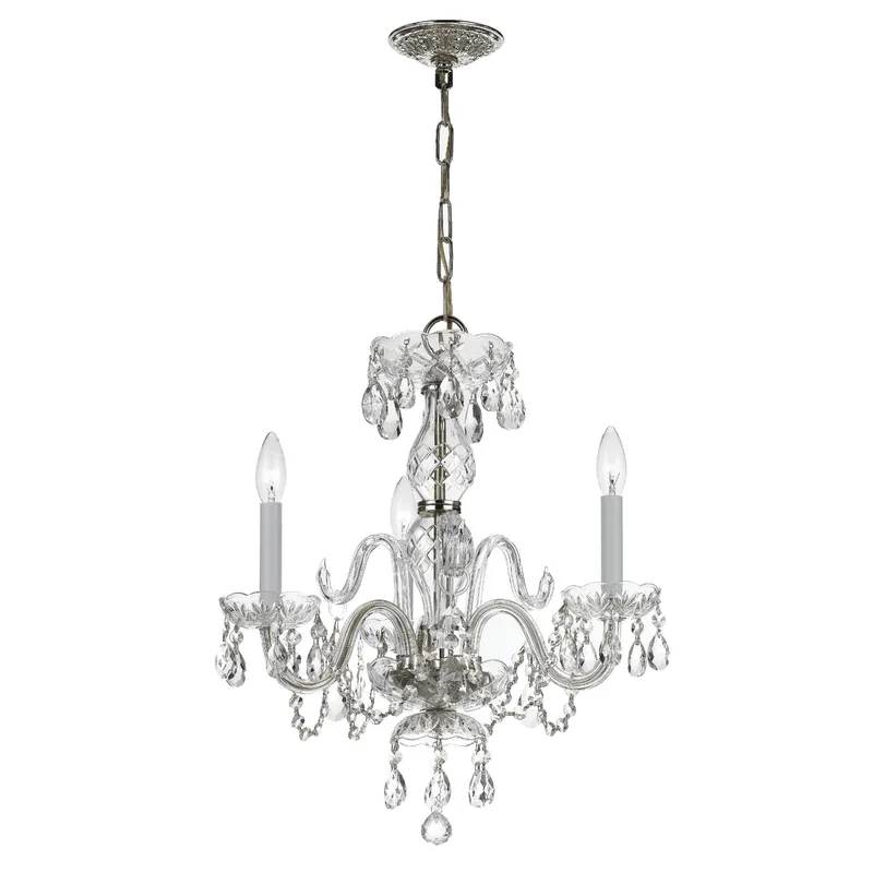 Traditional Crystal 16'' Hand Cut Crystal Polished Chrome Chandelier Silver 16"W x 18"H x 16"D