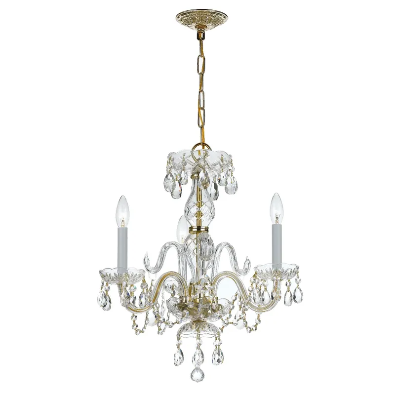 Traditional Crystal 16'' Hand Cut Crystal Polished Brass Chandelier Gold 16"W x 18"H x 16"D
