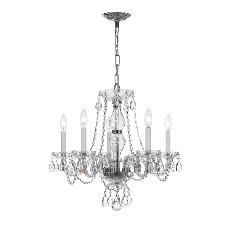 Traditional Crystal 21'' Hand Cut Crystal Polished Chrome Chandelier Silver 21"W x 22"H x 21"D