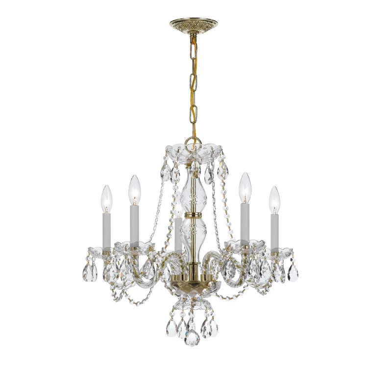 Traditional Crystal 21'' Hand Cut Crystal Polished Brass Chandelier Gold 21"W x 22"H x 21"D