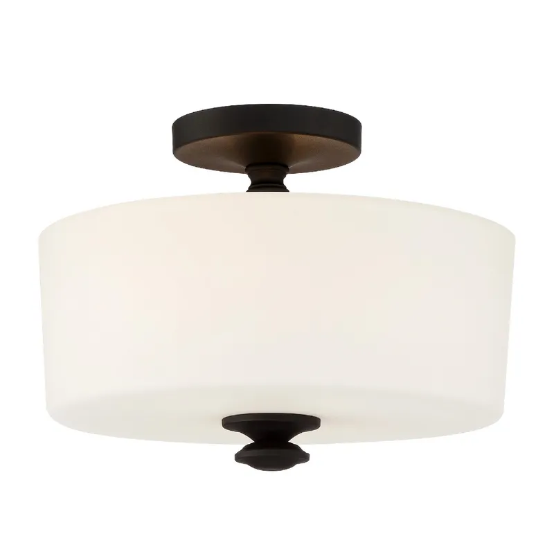 Travis 12.5'' Black Forged Semi Flush Mount Black 12.5"W x 9.25"H x 12.5"D