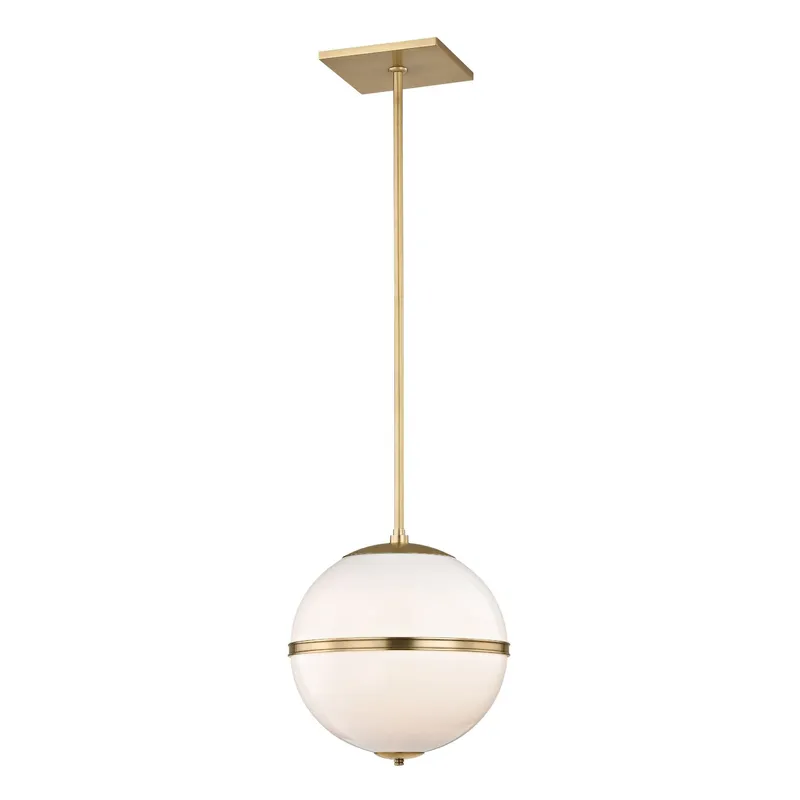 Brian Patrick Flynn Truax 12'' Aged Brass Pendant White 12"W x 13.5"H x 12"D