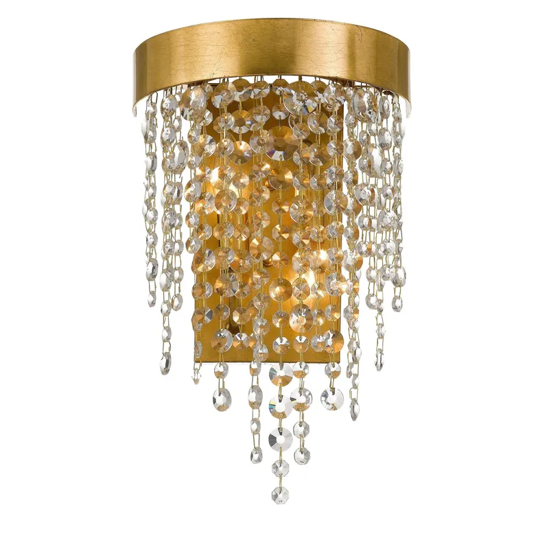 Winham 9.5'' Hand Cut Crystal Antique Gold Sconce Gold 9.5"W x 16"H x 5.5"D