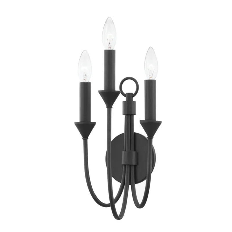 Cate 3-Light Wall Sconce in Forged Iron 7.75W x 17.5H