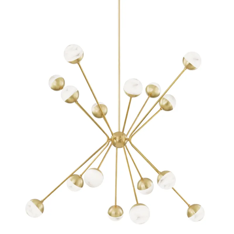 Saratoga 16-Light Chandelier in Aged Brass 51W x 44.75H