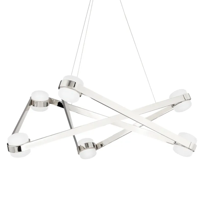 Orbit 6-Light Chandelier in Polished Nickel 38W x 12.25H