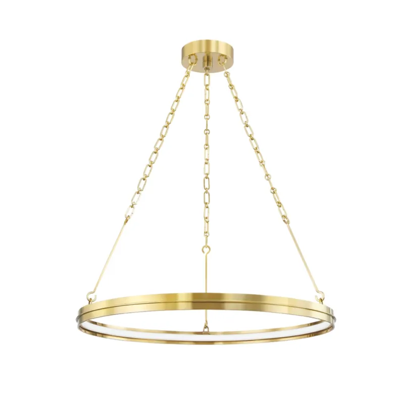 Rosendale 1-Light Chandelier in Aged Brass 28W x 2.25H