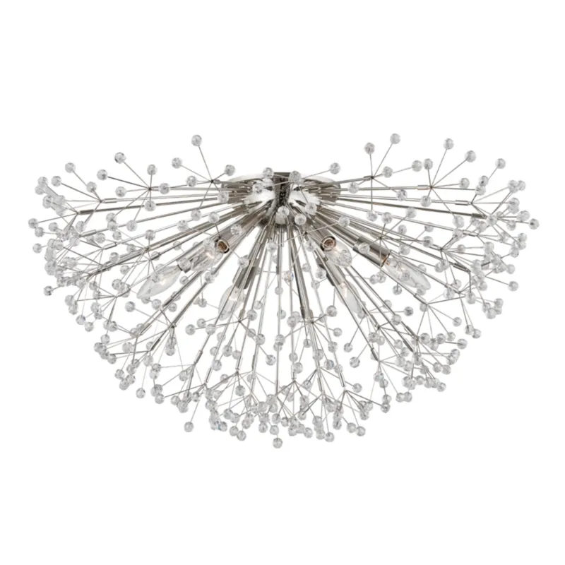 Dunkirk 6-Light Semi Flush in Polished Nickel 30W x 15.5H