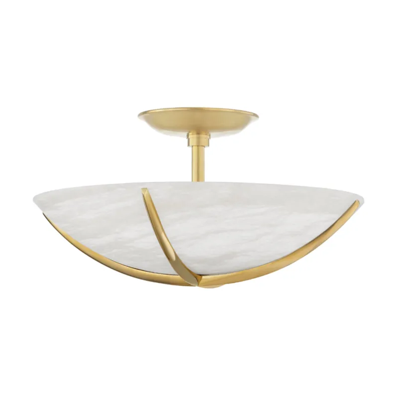 Wheatley 4-Light Semi Flush in Aged Brass 16W x 7.5H