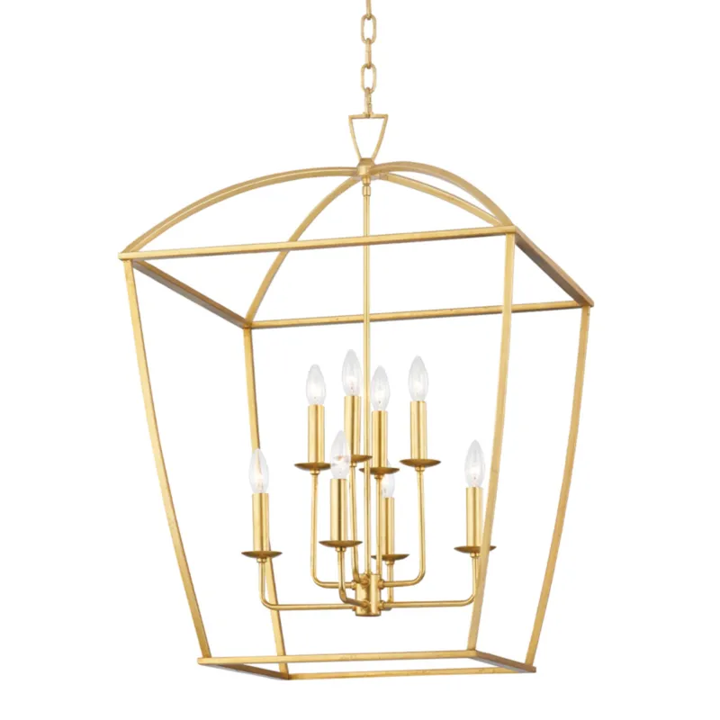 Bryant 8-Light Lantern in Gold Leaf 24L x 24W x 34.75H