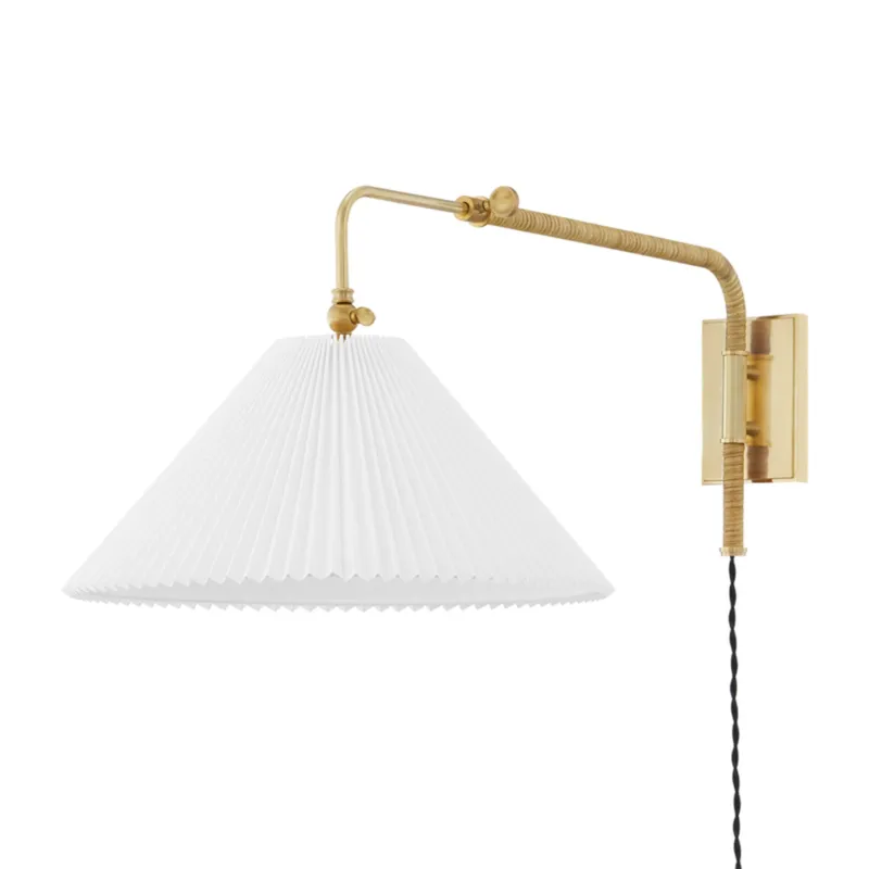 Dorset 1-Light Plug-in Sconce in Aged Brass by Mark D. Sikes 16.25W x 12.25H