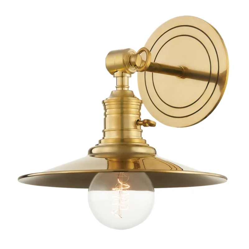 Garden City 1-Light Wall Sconce in Aged Brass 9.5W x 11H