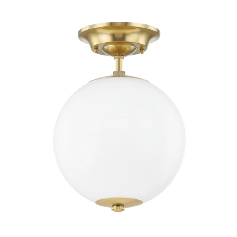 Sphere No.1 1-Light Semi Flush in Aged Brass by Mark D. Sikes 10W x 13.75H