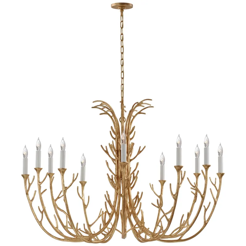 Julie Neill Silva Grande Chandelier in Antique Gold Leaf Ceiling Light W48.25" x H37"