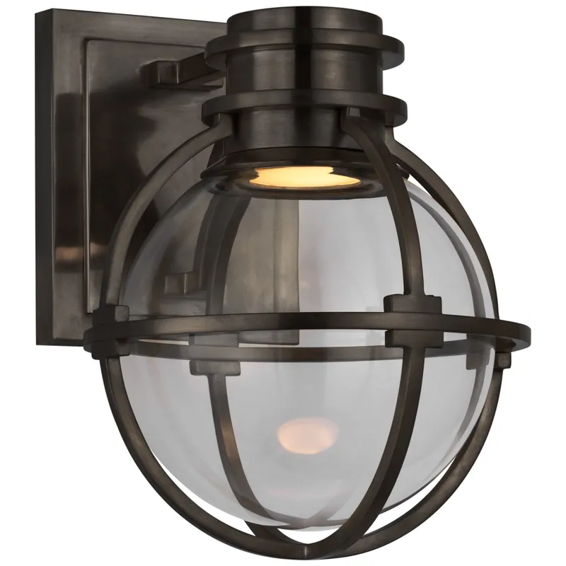 Chapman & Myers Gracie Single Sconce in Bronze with Clear Glass Wall Light W6.5" x H8.5"