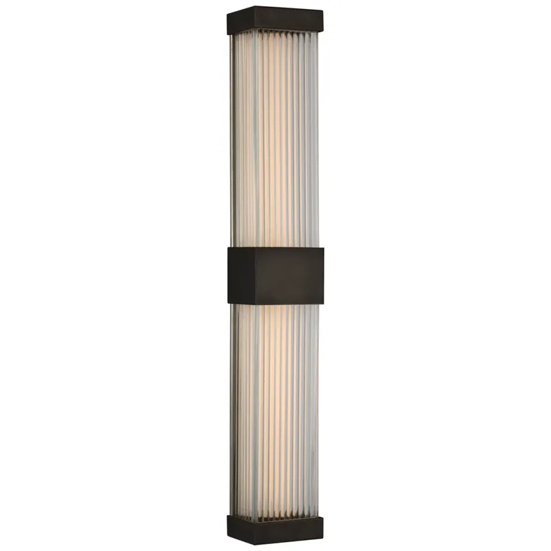 Chapman & Myers Vance 24" Double Sconce in Bronze with Clear Glass Rods Wall Light W3.5" x H24"