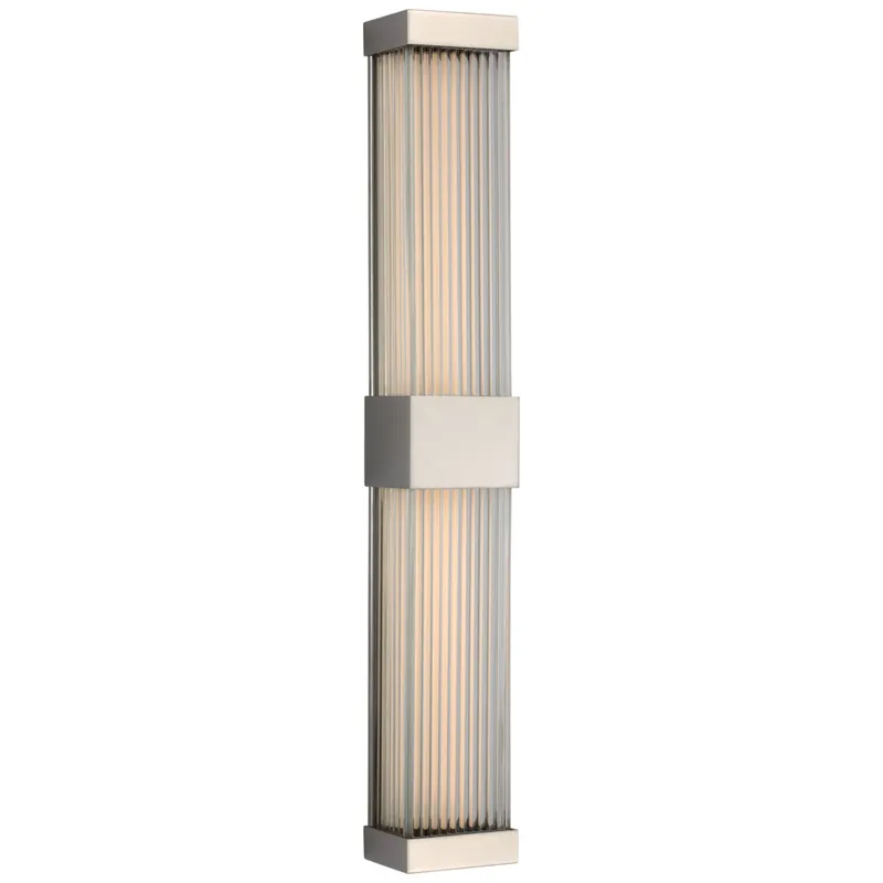 Chapman & Myers Vance 24" Double Sconce in Polished Nickel with Clear Glass Rods Wall Light W3.5" x H24"