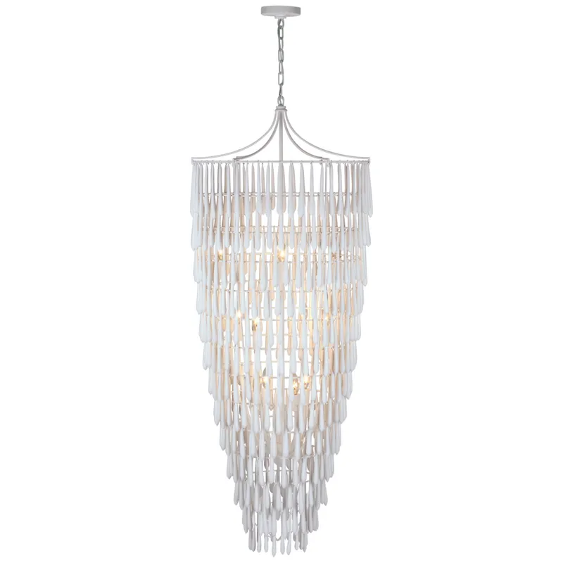Julie Neill Vacarro Tall Cascading Chandelier in Plaster White Ceiling Light W25" x H66.75"