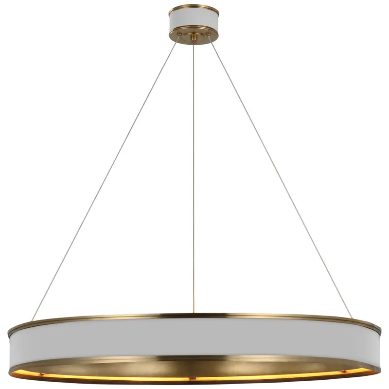 Chapman & Myers Connery 40" Ring Chandelier in Matte White and Antique-Burnished Brass Ceiling Light W40"