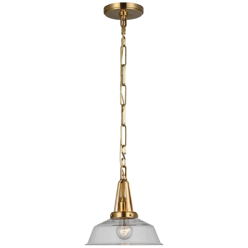 Chapman & Myers Layton 10" Pendant in Antique-Burnished Brass with Clear Glass Ceiling Light W10" x H9.5"