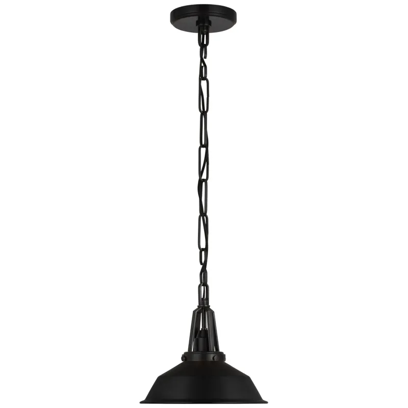 Chapman & Myers Layton 10" Pendant in Bronze with Matte Black Shade Ceiling Light W10" x H9.5"