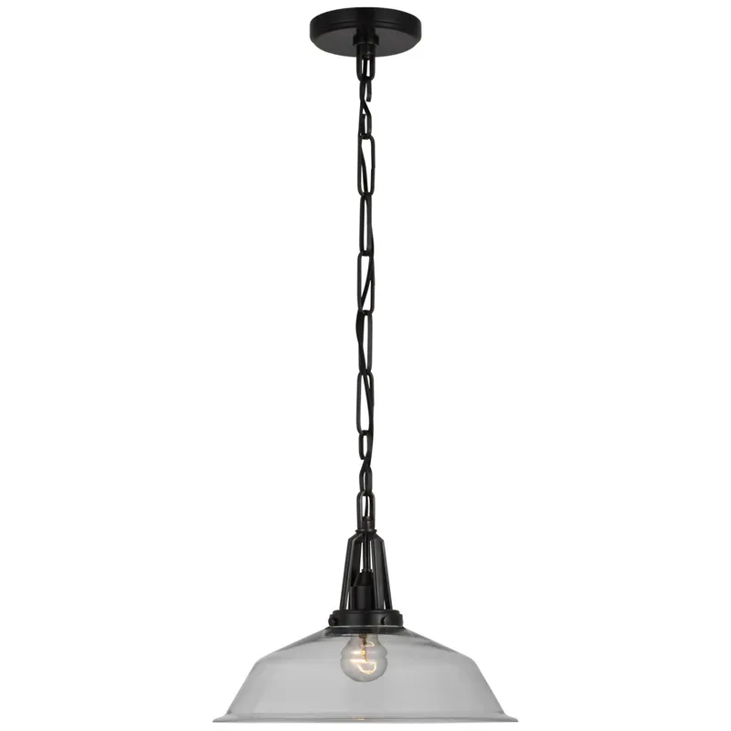 Chapman & Myers Layton 14" Pendant in Bronze with Clear Glass Ceiling Light W14" x H11.5"