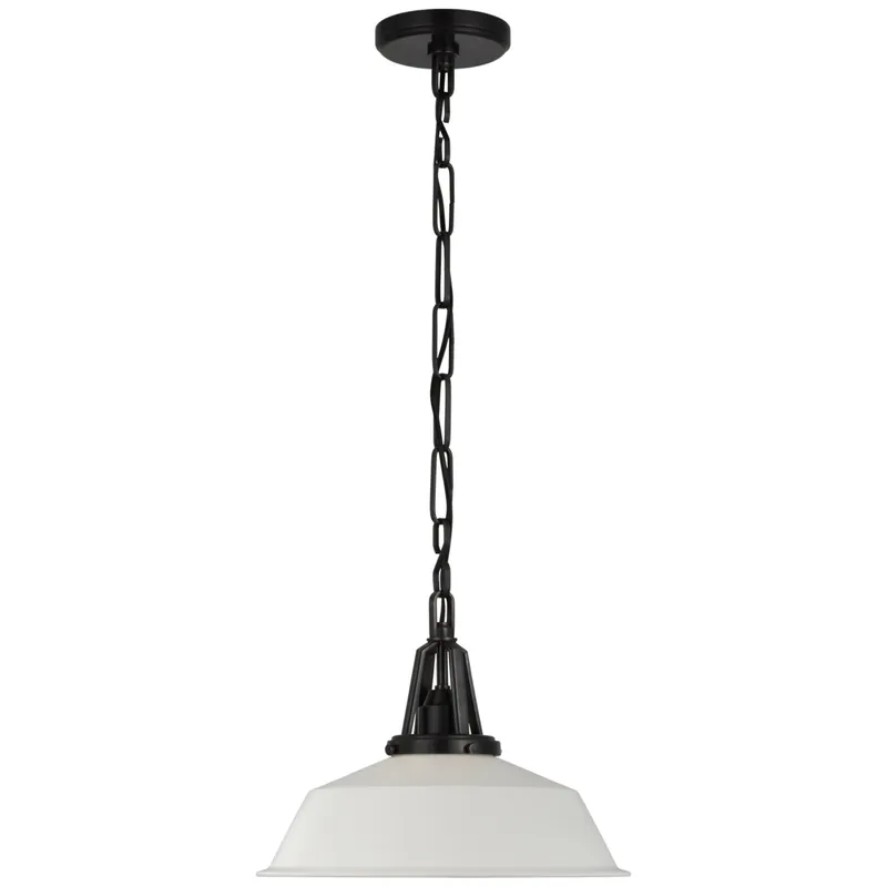 Chapman & Myers Layton 14" Pendant in Bronze with Matte White Shade Ceiling Light W14" x H11.5"