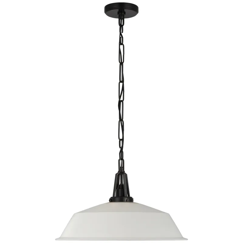 Chapman & Myers Layton 20" Pendant in Bronze with Matte White Shade Ceiling Light W20" x H15"