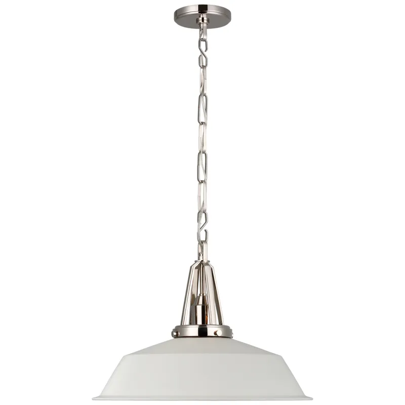 Chapman & Myers Layton 20" Pendant in Polished Nickel with Matte White Shade Ceiling Light W20" x H15"