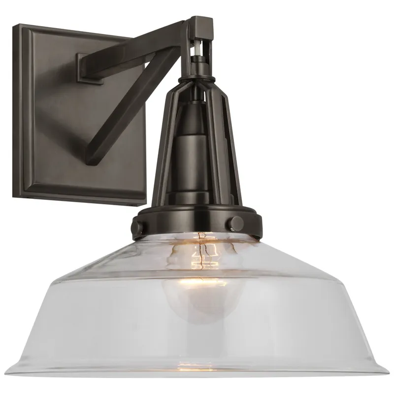 Chapman & Myers Layton 10" Sconce in Bronze with Clear Glass Wall Light W10" x H10.25"