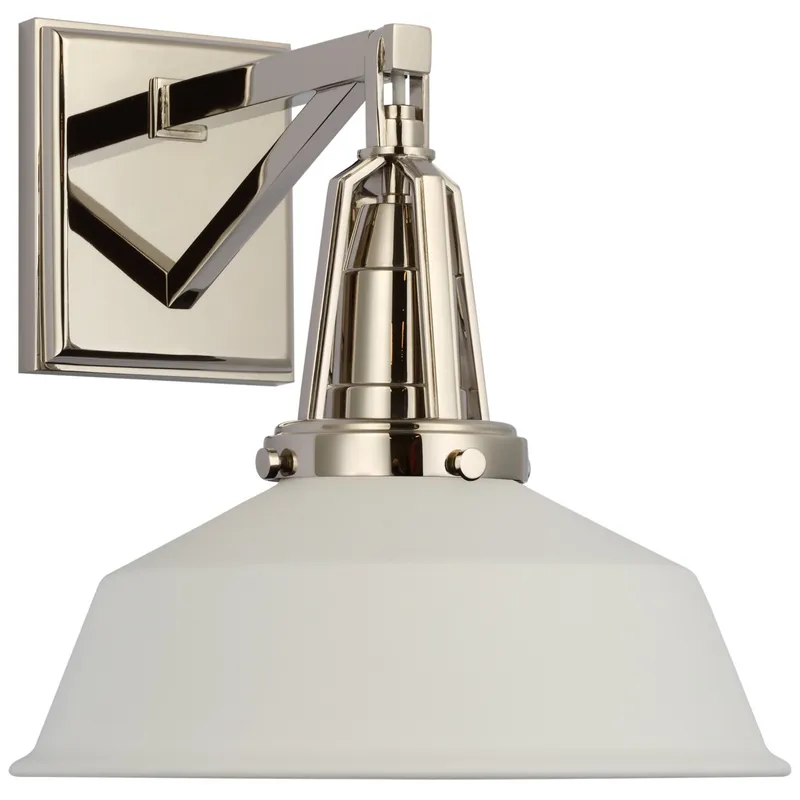 Chapman & Myers Layton 10" Sconce in Polished Nickel with Matte White Shade Wall Light W10" x H10.25"