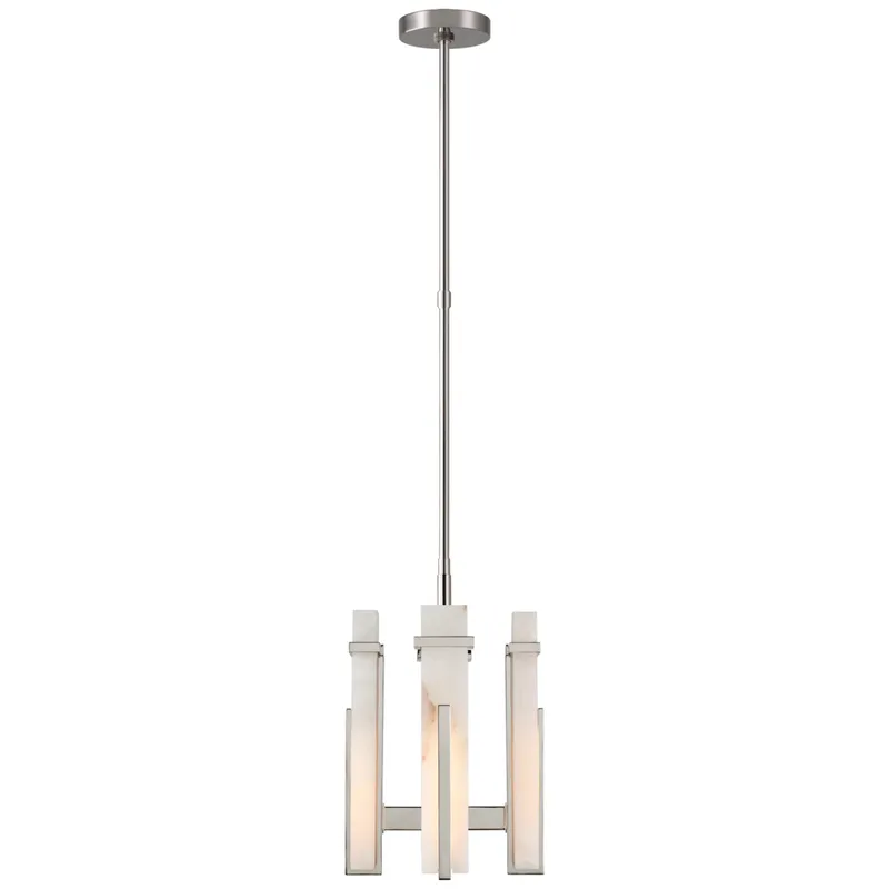 Ian K. Fowler Malik Small Chandelier in Polished Nickel with Alabaster Ceiling Light W12"