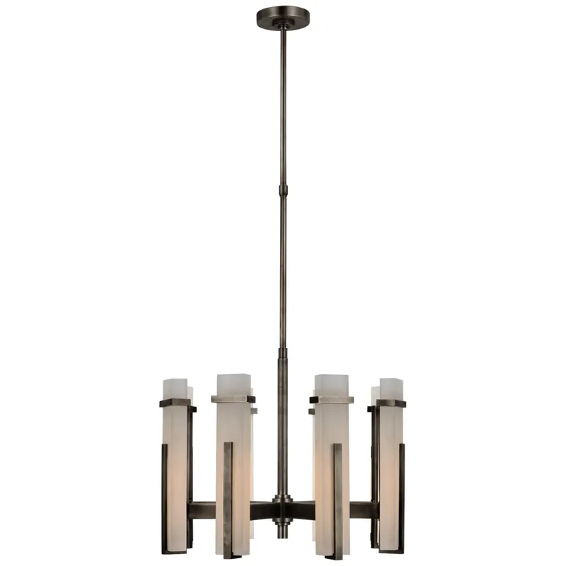 Ian K. Fowler Malik Medium Chandelier in Bronze with Alabaster Ceiling Light W24"