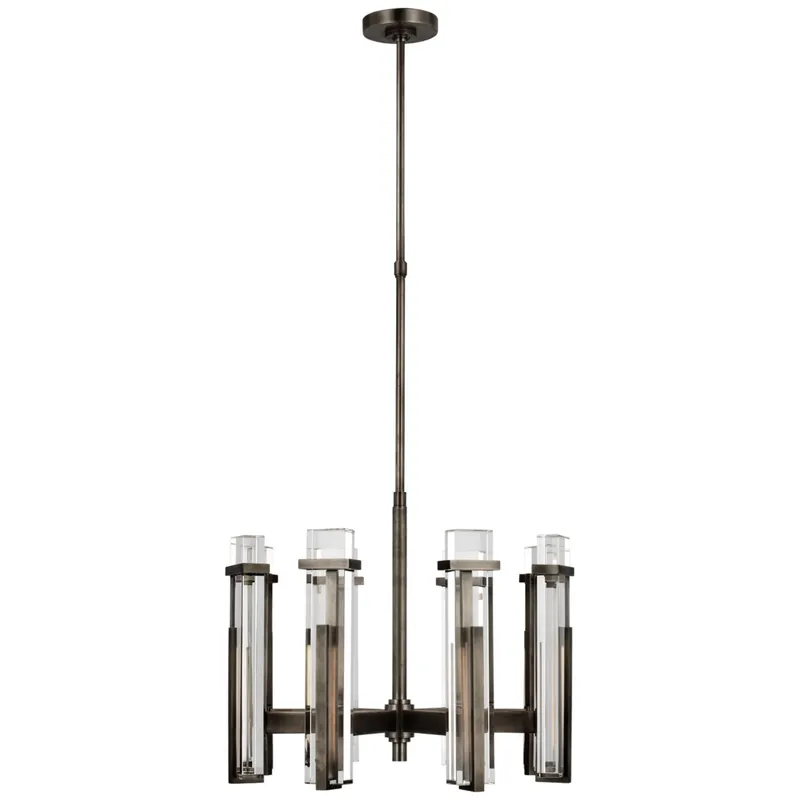 Ian K. Fowler Malik Medium Chandelier in Bronze with Crystal Ceiling Light W24"