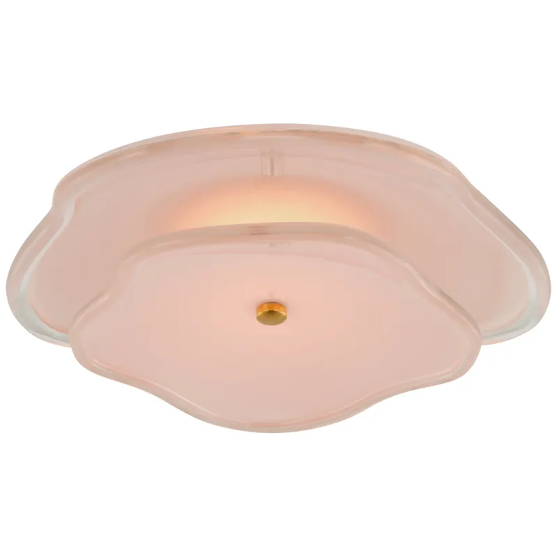 kate spade new york Leighton 14" Layered Flush Mount in Soft Brass with Blush Tinted Glass Ceiling Light W14" x H4.75"