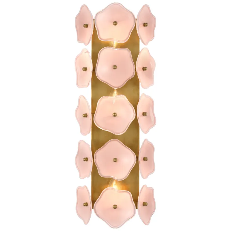 kate spade new york Leighton 20" Sconce in Soft Brass with Blush Tinted Glass Wall Light W7.75" x H20.5"