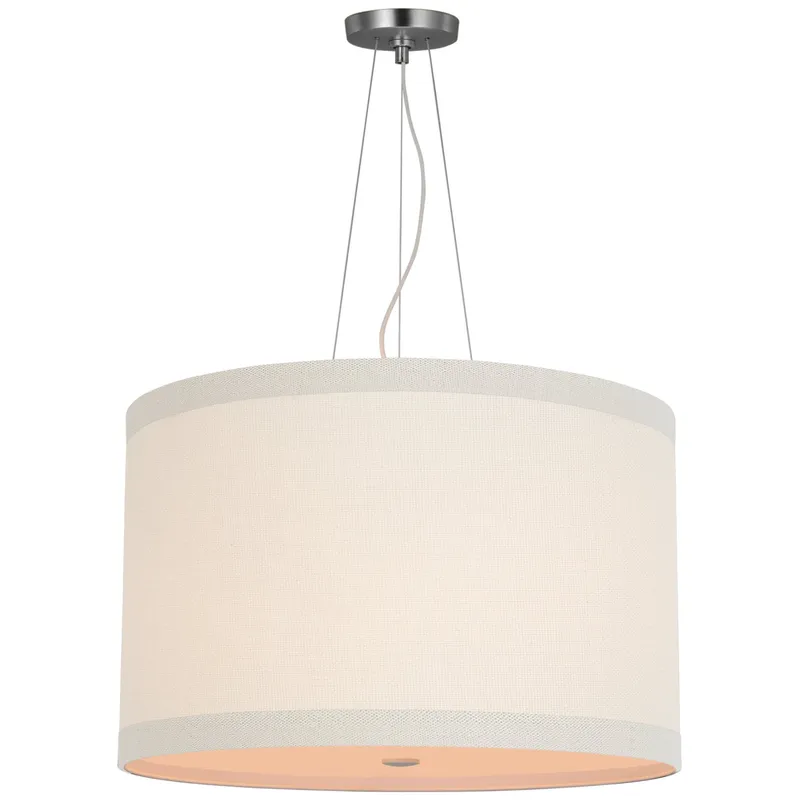 kate spade new york Walker Medium Hanging Shade in Burnished Silver Leaf with Cream Linen Shade Ceiling Light W22"