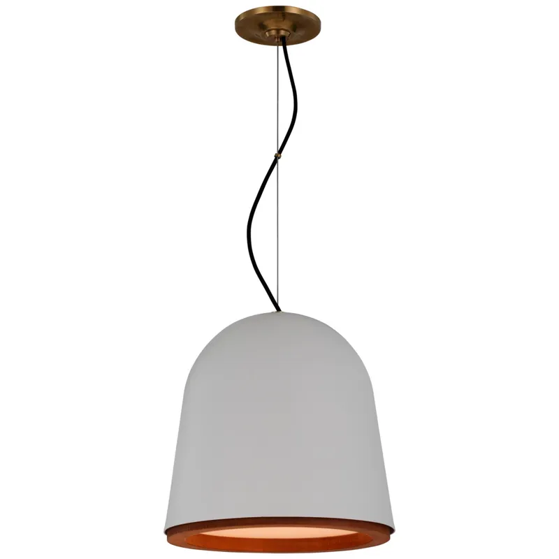Marie Flanigan Murphy Small Pendant in Plaster White and Dark Teak Ceiling Light W13"