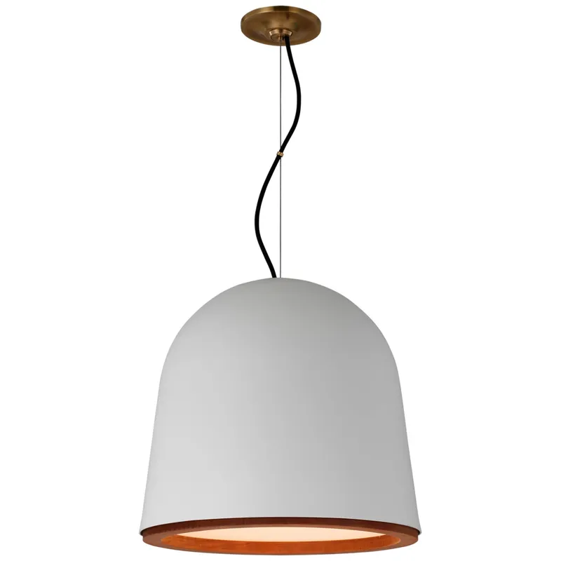 Marie Flanigan Murphy Medium Pendant in Plaster White and Dark Teak Ceiling Light W17"