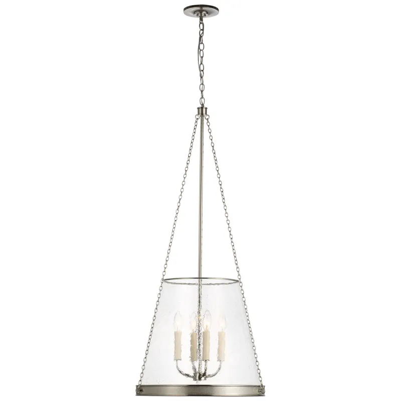 Marie Flanigan Reese 18" Pendant in Polished Nickel with Clear Restoration Glass Ceiling Light W20" x H40.75"