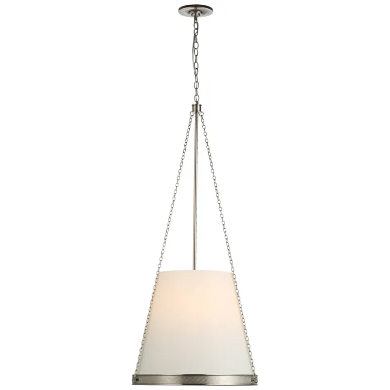 Marie Flanigan Reese 18" Pendant in Polished Nickel with Linen Shade Ceiling Light W20" x H40.75"