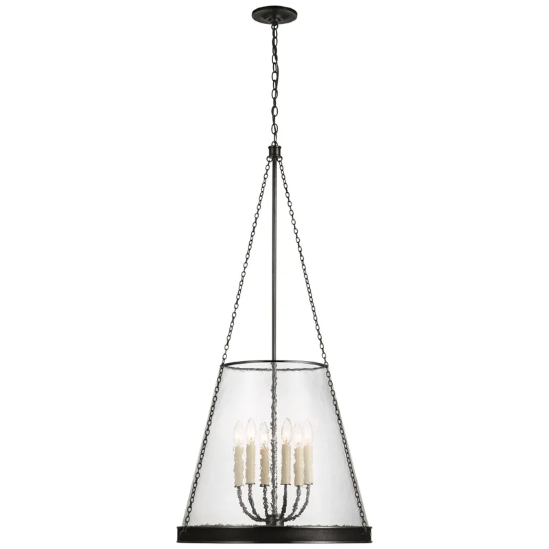 Marie Flanigan Reese 22" Pendant in Bronze with Clear Restoration Glass Ceiling Light W23" x H45.5"