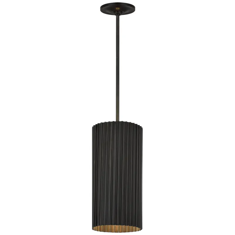 Marie Flanigan Rivers Small Fluted Pendant in Bronze Ceiling Light W7"