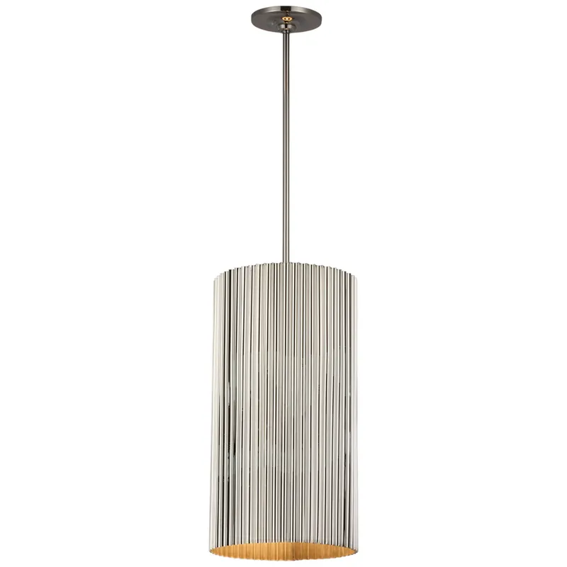 Marie Flanigan Rivers Medium Fluted Pendant in Polished Nickel Ceiling Light W11"