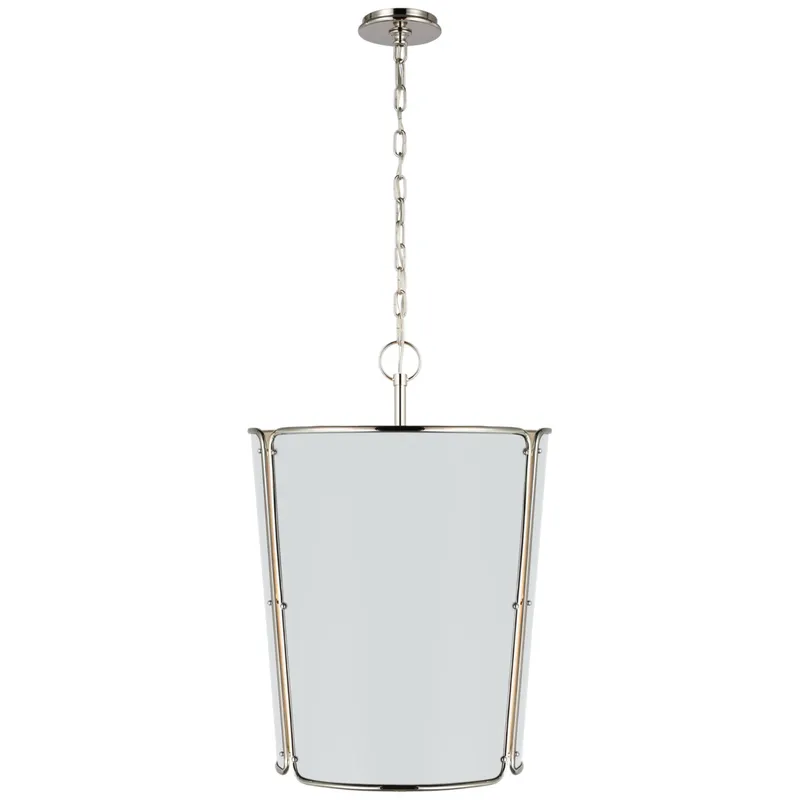 Carrier and Company Hastings Large Pendant in Polished Nickel with White Shade Ceiling Light W25.25" x H36.5"